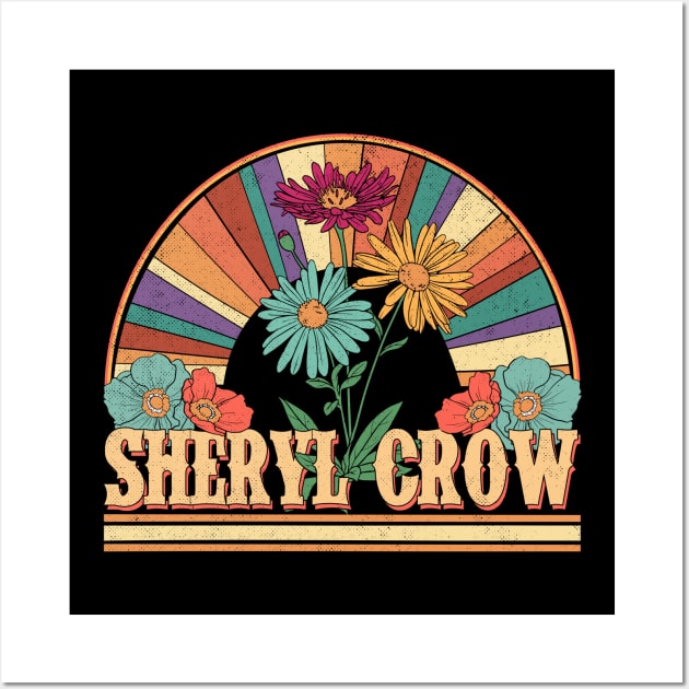 Sheryl Flowers Name Crow Personalized Gifts Retro Style Wall Art by Dinosaur Mask Store